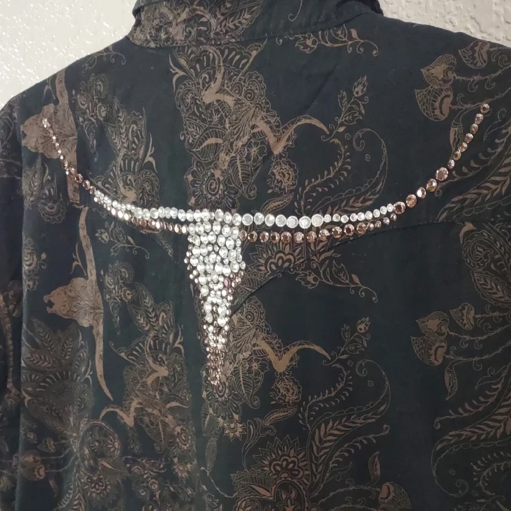 COWGIRL HARDWARE,Black and Brown Western Shirt, Size XL - Picture 12 of 17